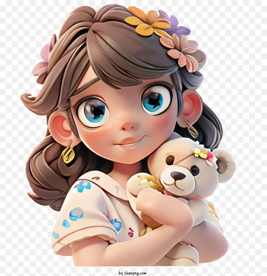 Linda Chica，Osito De Peluche PNG