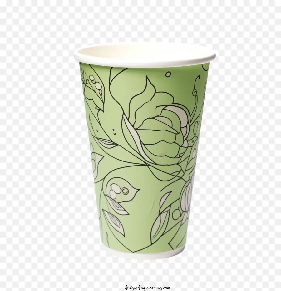 Taza De Café De Papel Verde，Vaso De Papel PNG