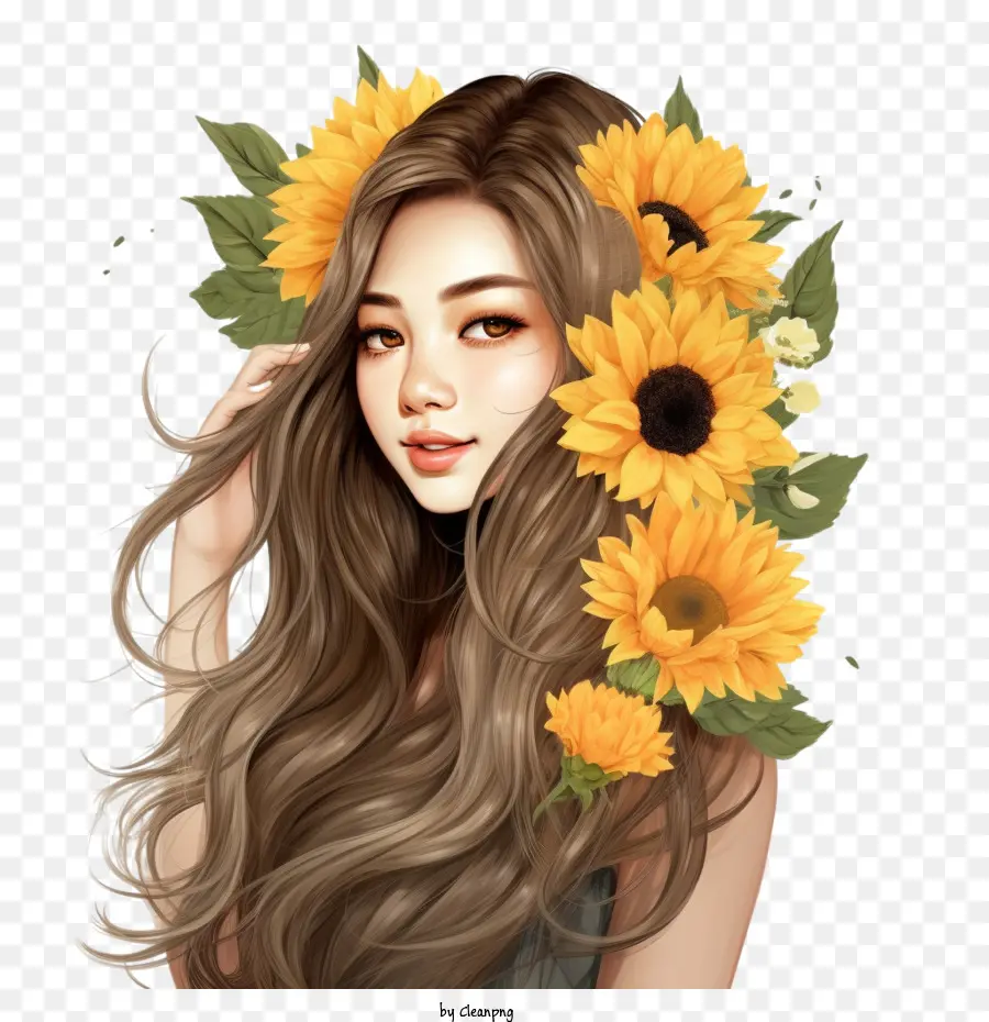 Chica De Moda，Girasol PNG