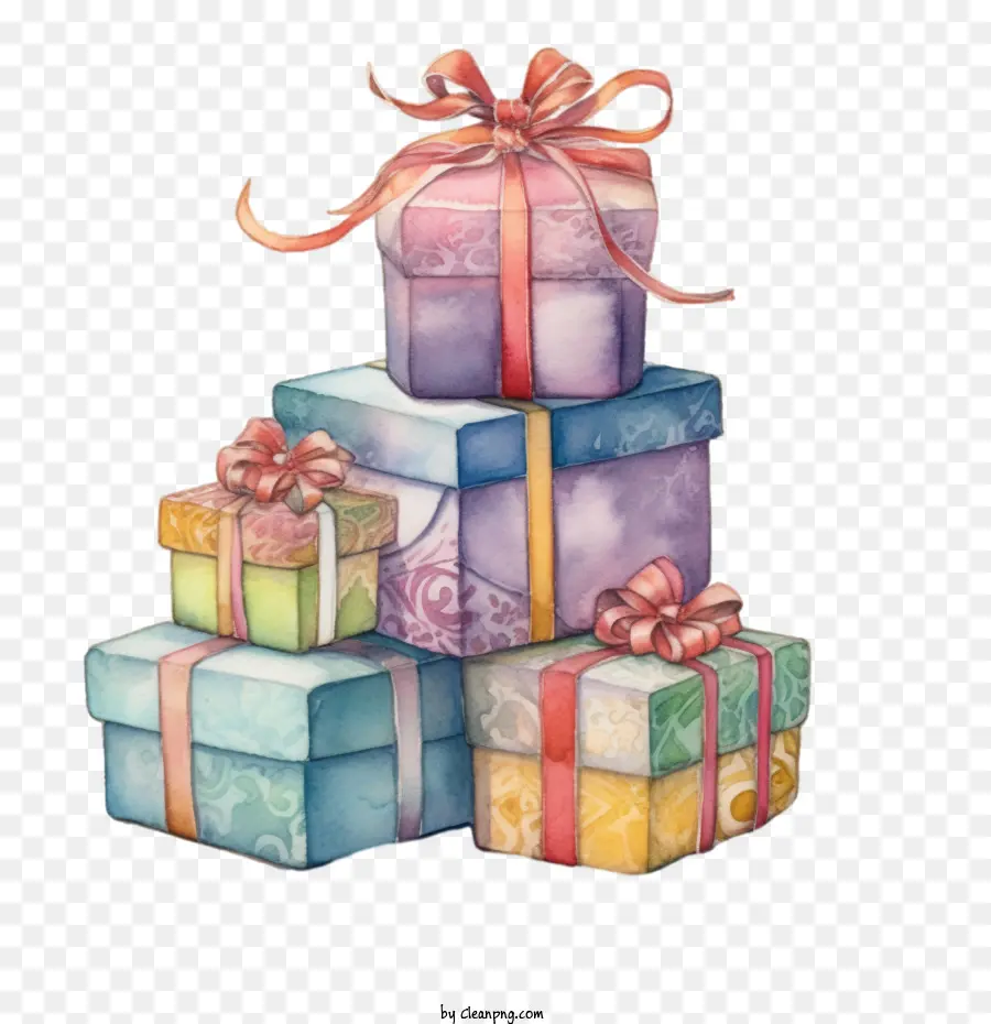 Acuarela De La Caja De Regalo，La Navidad Caja De Regalo PNG