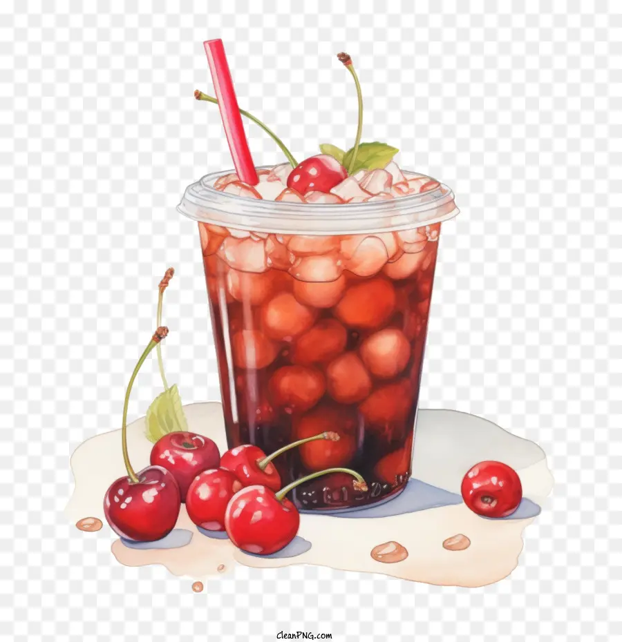 Té Con Leche De Burbujas，Bebida De Cereza PNG