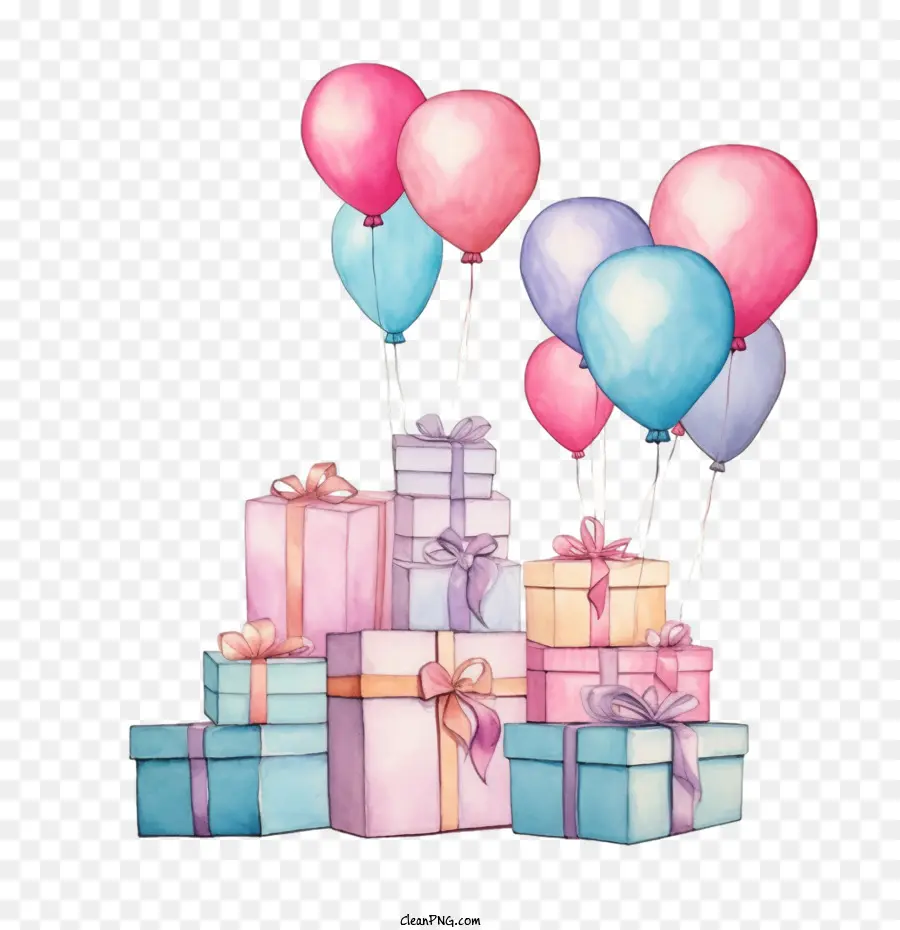 Cajas De Regalo，Globos De Corazon PNG