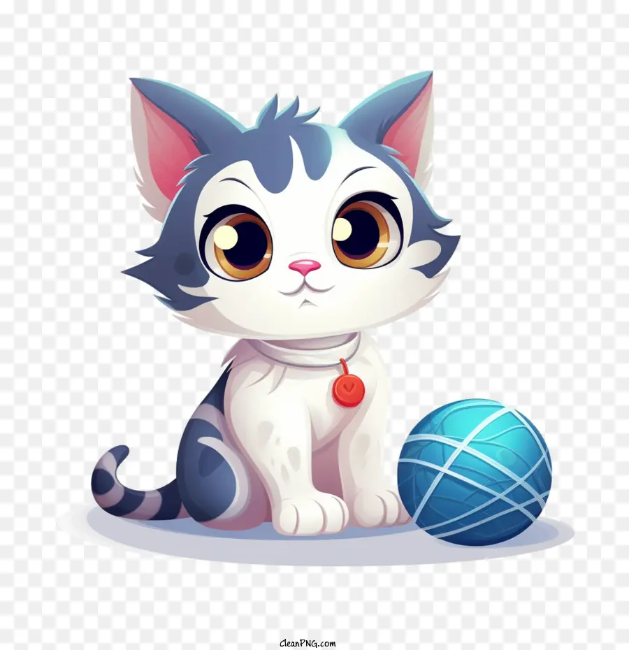 Gato Jugando Bola De Hilo，Gato De Dibujos Animados PNG