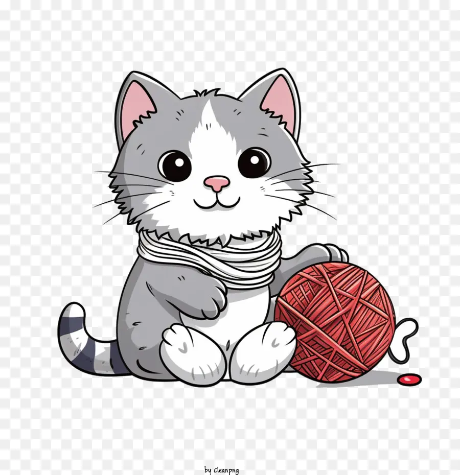 Gato Jugando Bola De Hilo，Gato PNG