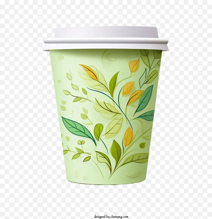 Taza De Café De Papel，Taza De Café De Papel Verde PNG