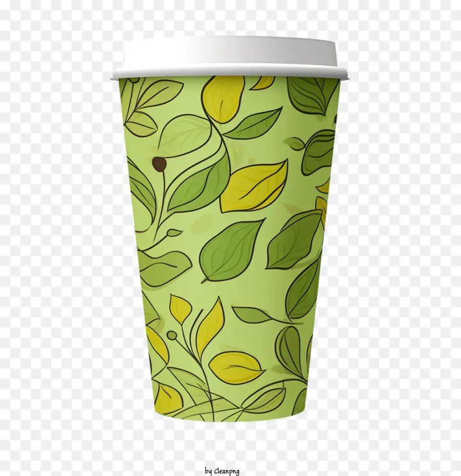 Taza De Café，Taza De Café De Papel Verde PNG