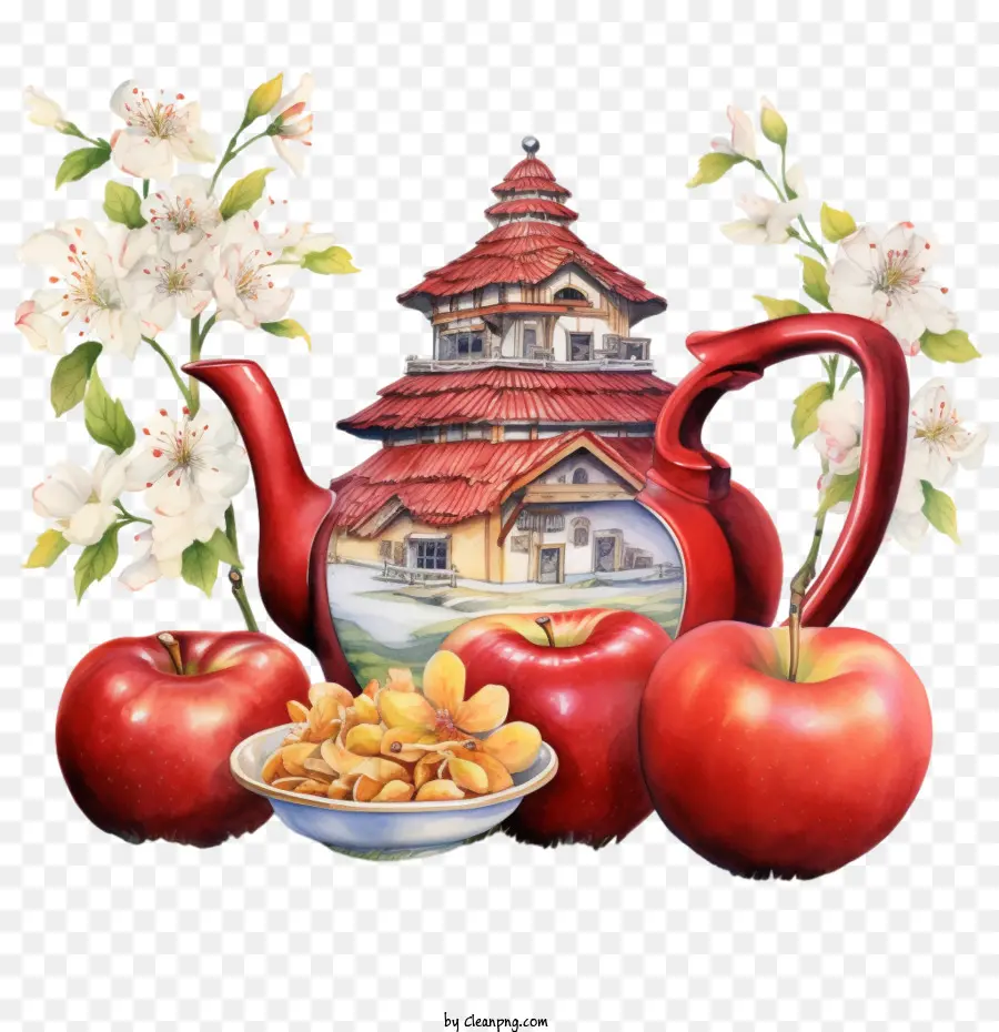 Las Manzanas Rojas，Casa De Tetera PNG