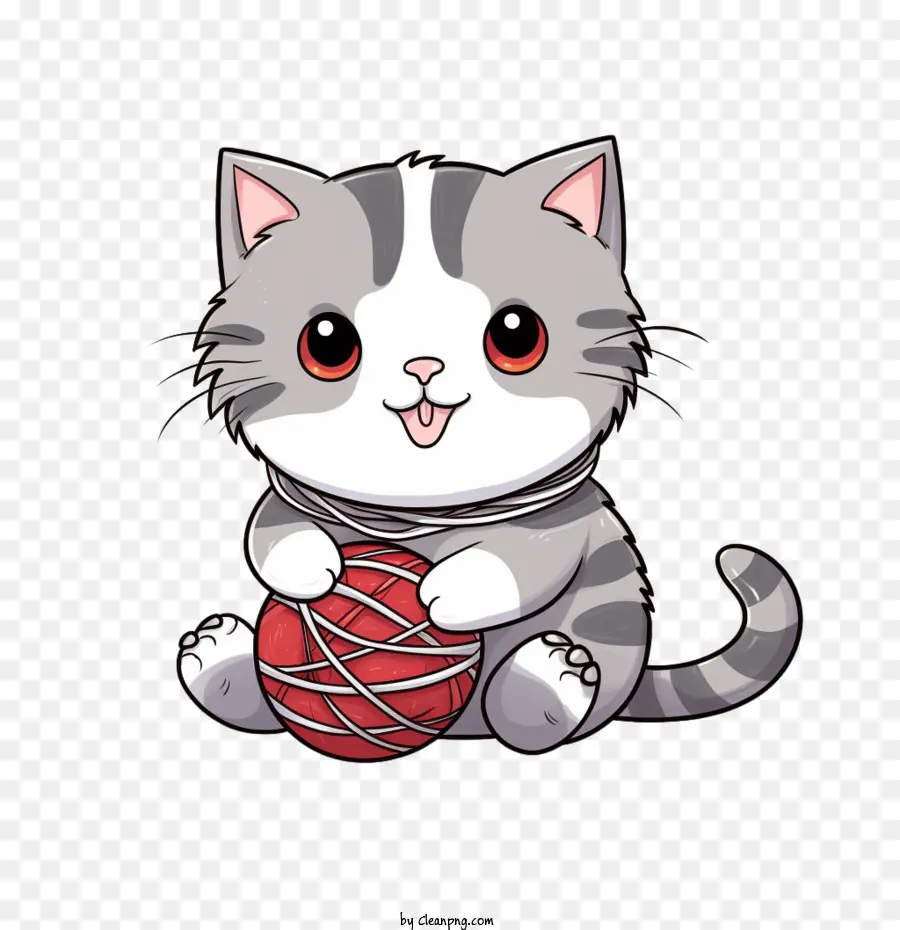 Gato Jugando Bola De Hilo，Lindo Gato PNG