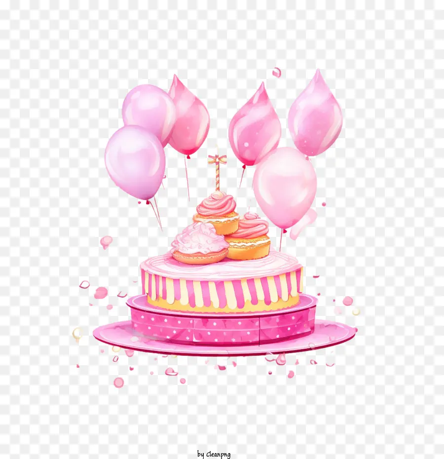 Torta De Cumpleaños，Pastel Rosa PNG