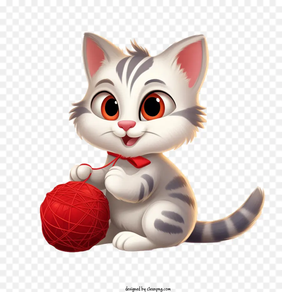 Gato Jugando Bola De Hilo，Lindo Gatito PNG