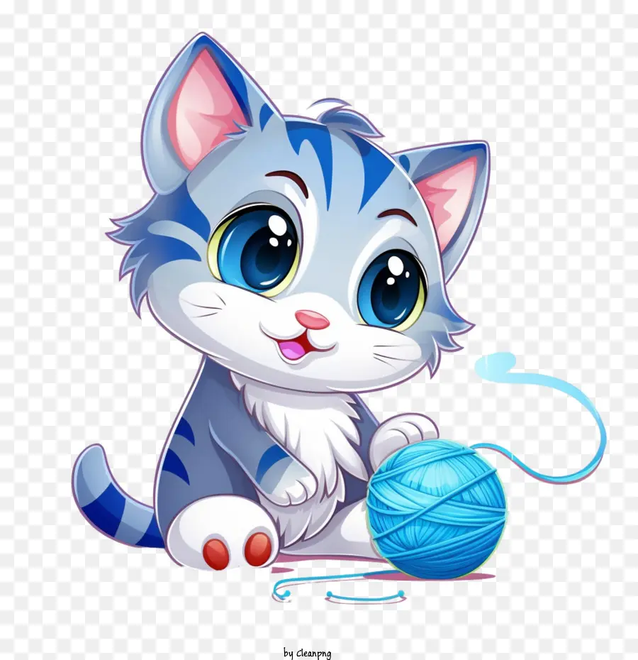 Gato Jugando Bola De Hilo，Gato Azul PNG