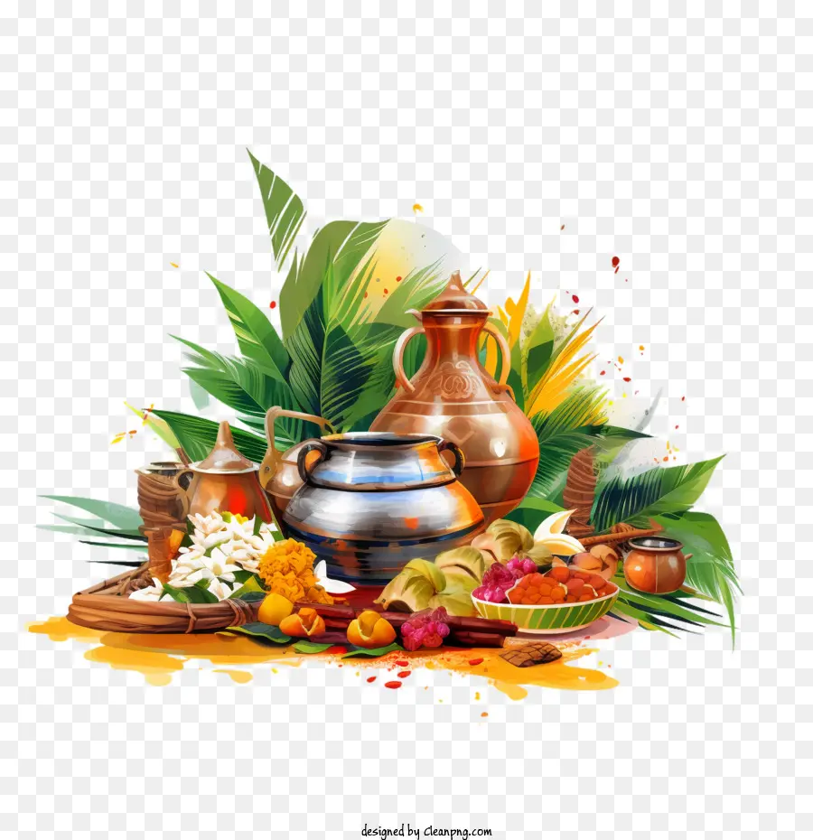 Pongal，Hojas De Plátano PNG