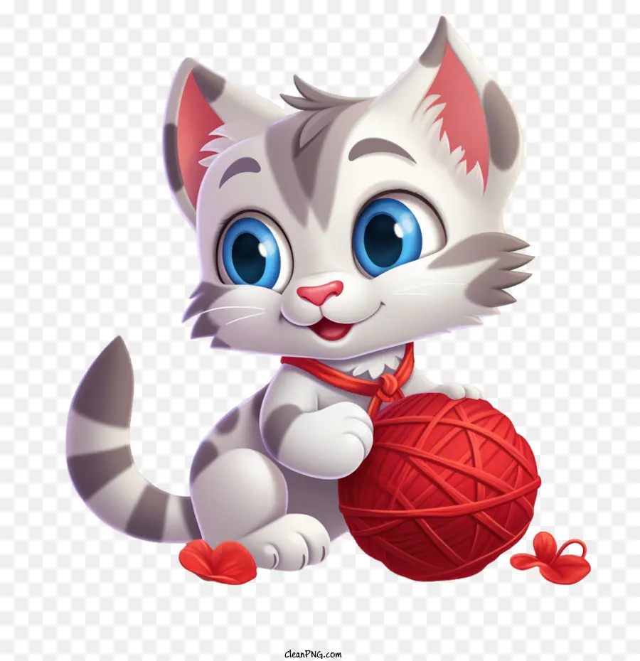 Gato Jugando Bola De Hilo，Lindo Gatito PNG