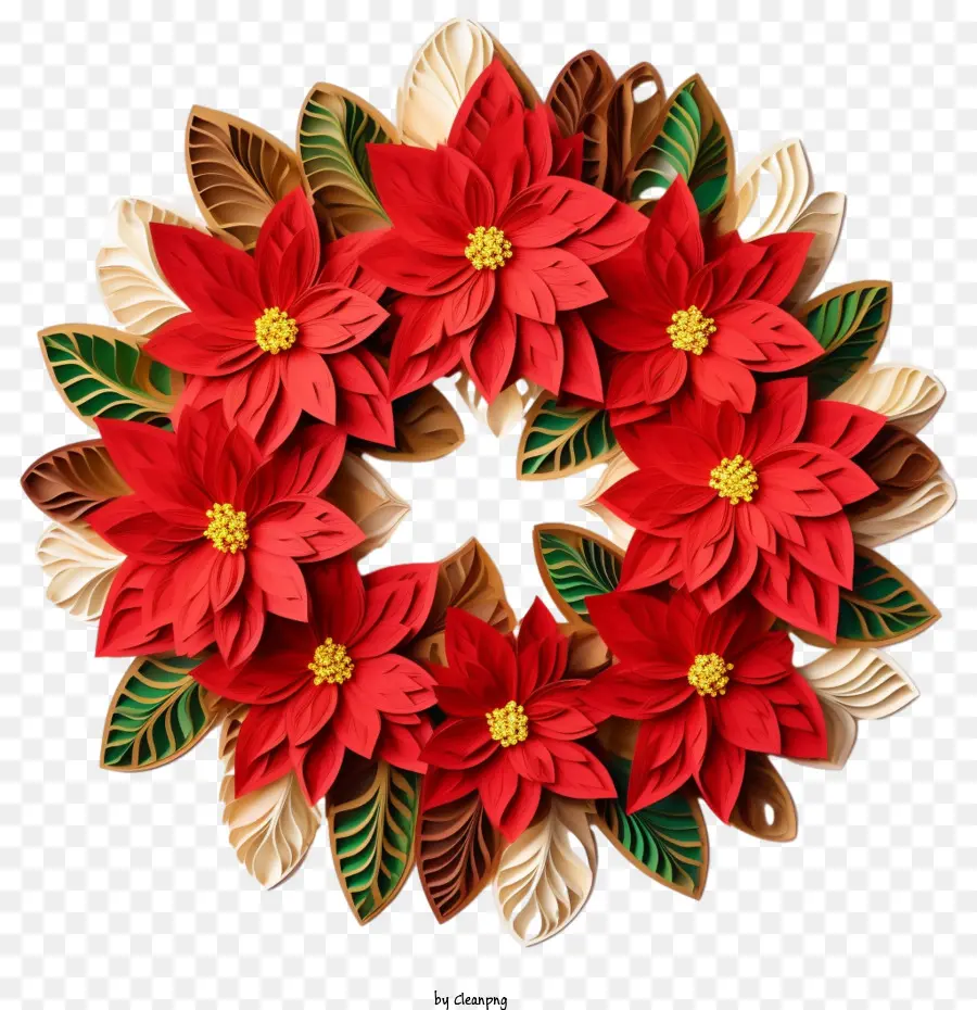 Corona De Poinsettia De Navidad，La Flor De Pascua Corona PNG