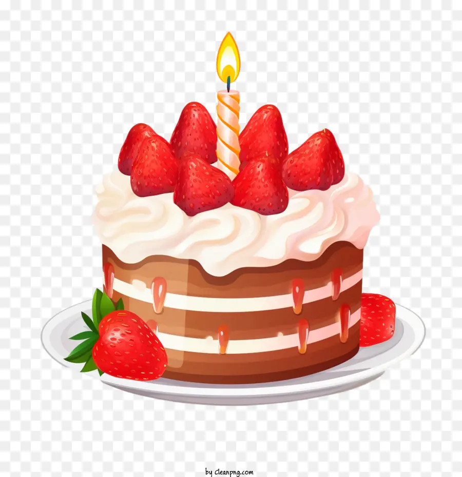 Torta De Cumpleaños，Fresas PNG