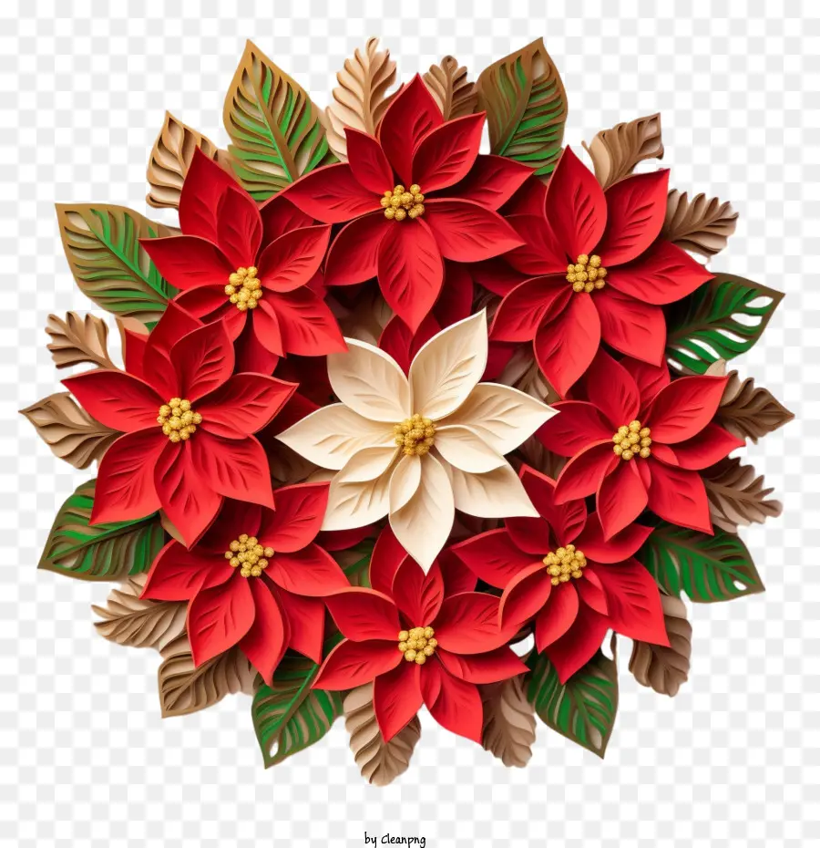 Corona De Poinsettia De Navidad，La Flor De Pascua Corona PNG