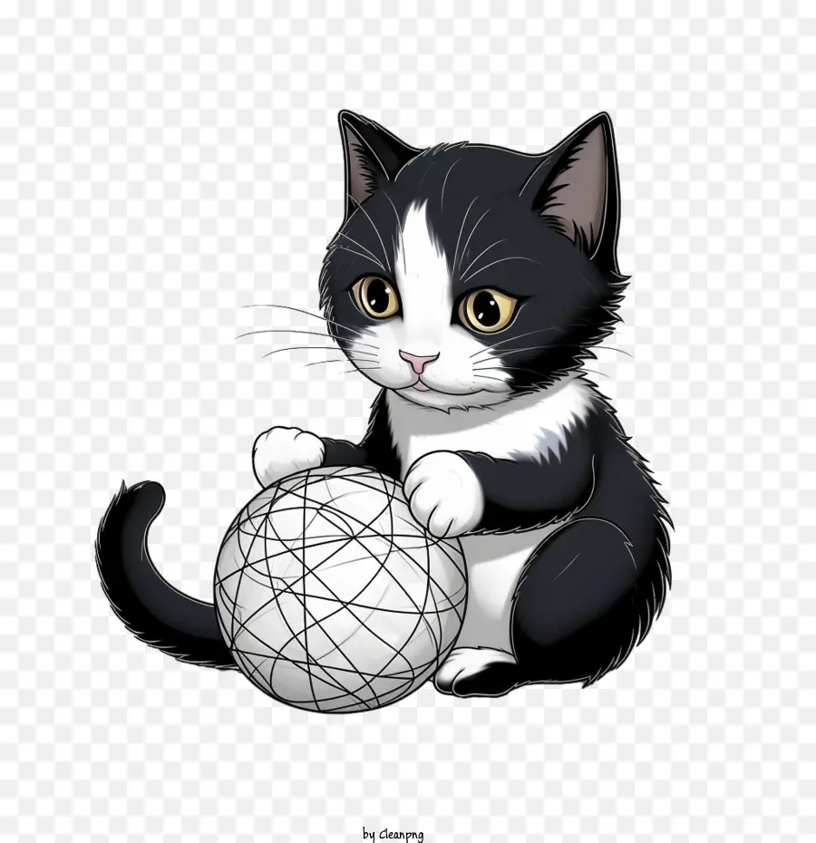 Gato Jugando Bola De Hilo，Gatito PNG