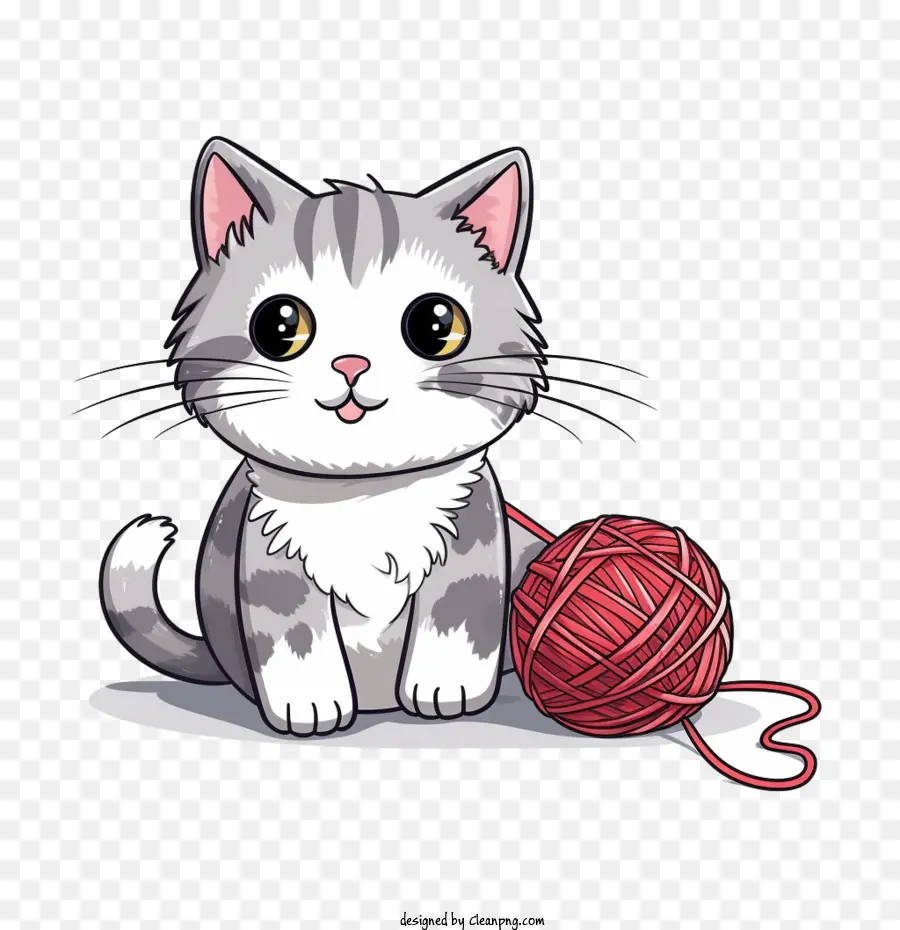 Gato Jugando Bola De Hilo，Gato PNG