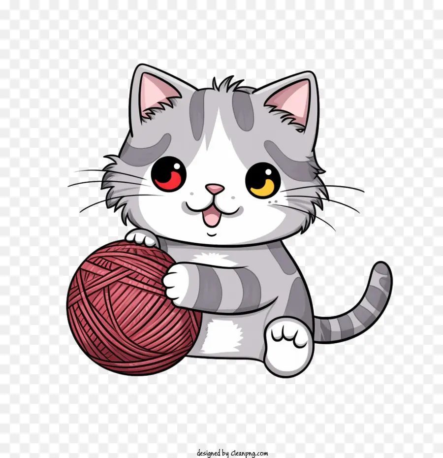 Gato Jugando Bola De Hilo，Lindo Gato PNG