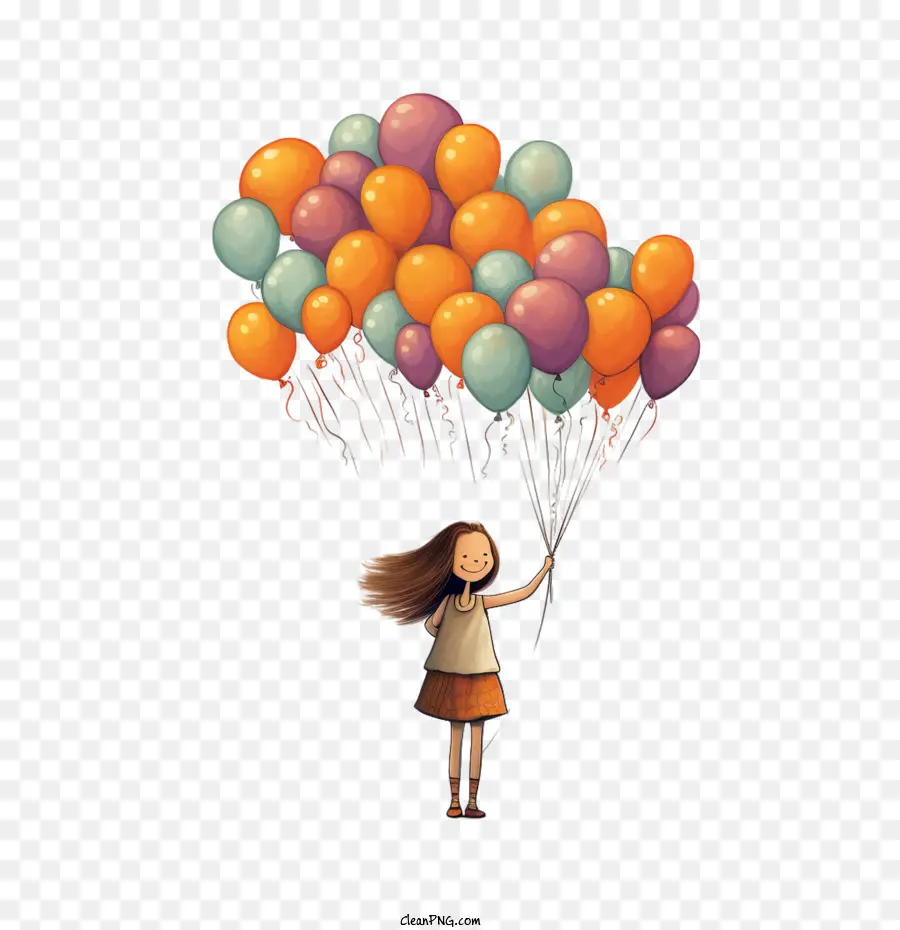 Día Nacional De La Felicidad Sucede，Niña Con Globos PNG