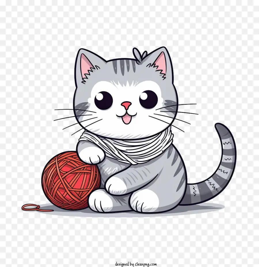 Gato Jugando Bola De Hilo，Lindo Gato Con Hilo PNG