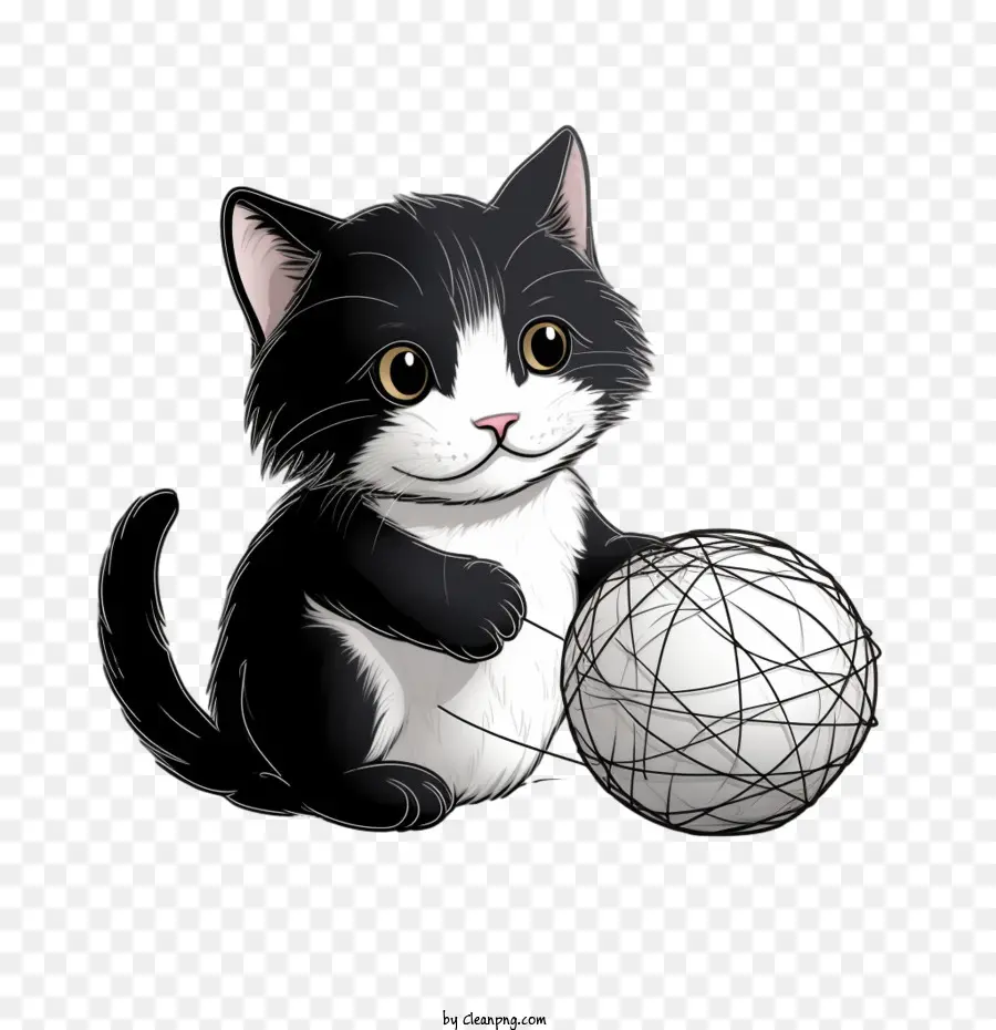 Gato Jugando Bola De Hilo，Gato PNG