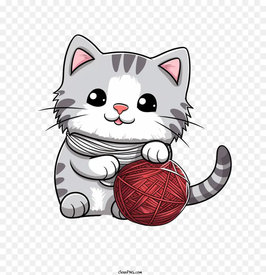 Gato Jugando Bola De Hilo，Lindo Gato PNG