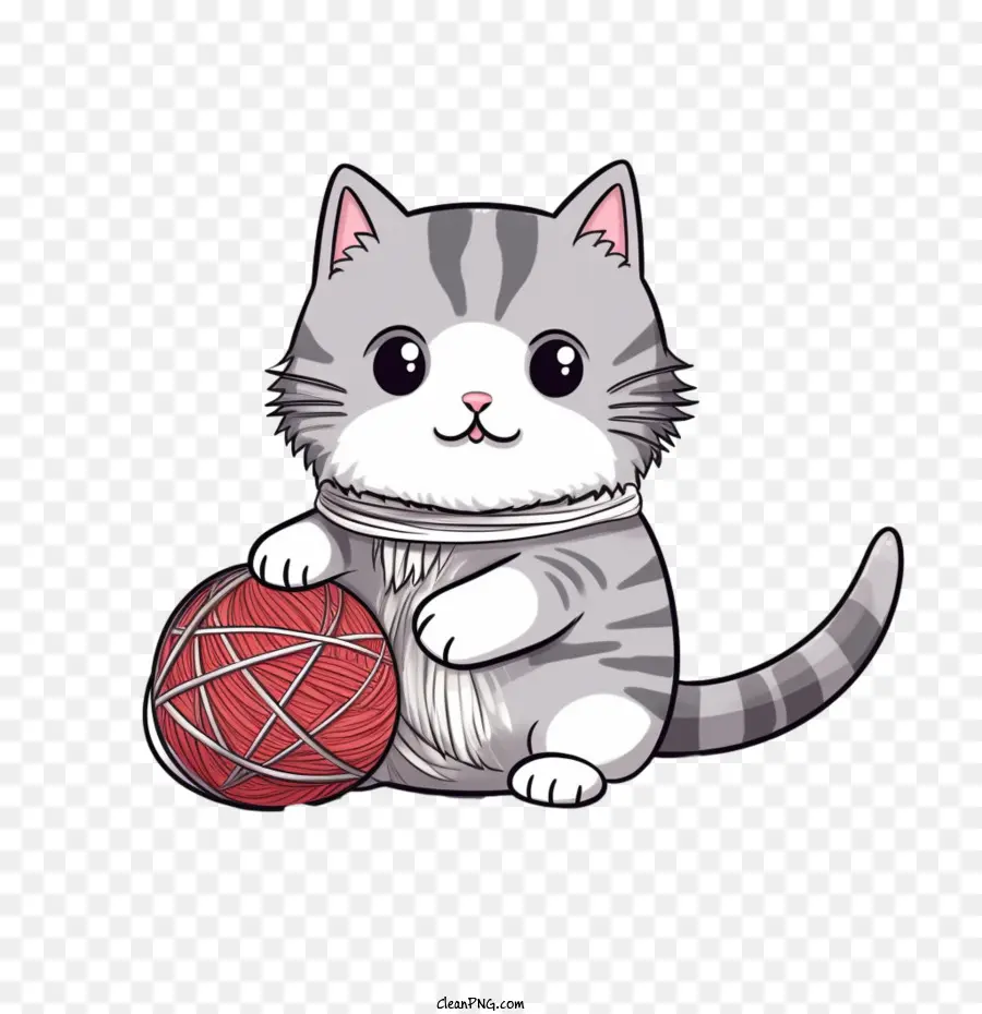 Gato Jugando Bola De Hilo，Gato PNG