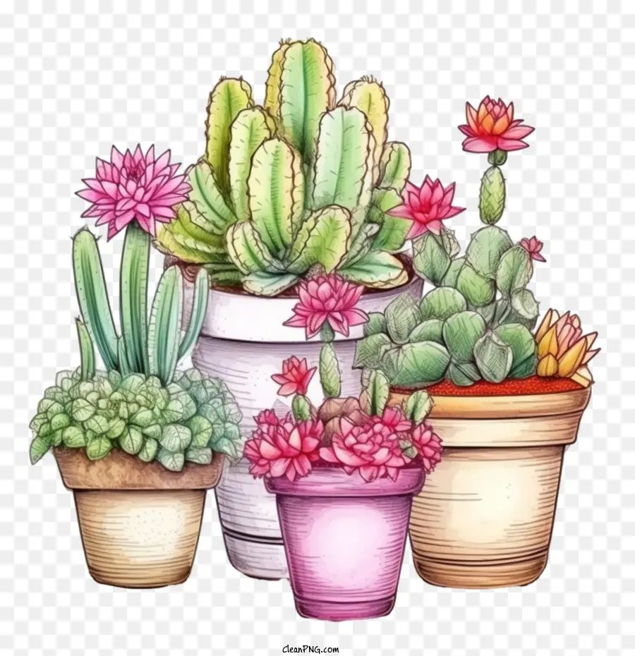 Cactus，Plantas En Macetas PNG