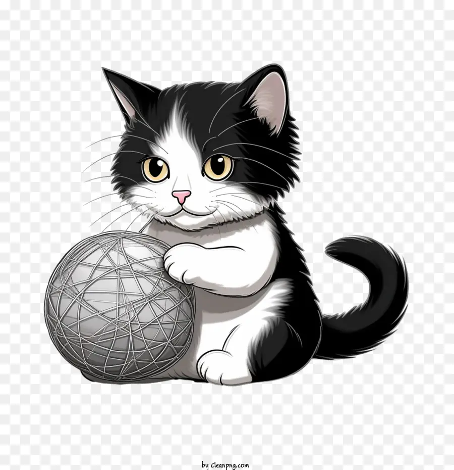 Gato Jugando Bola De Hilo，Gato PNG