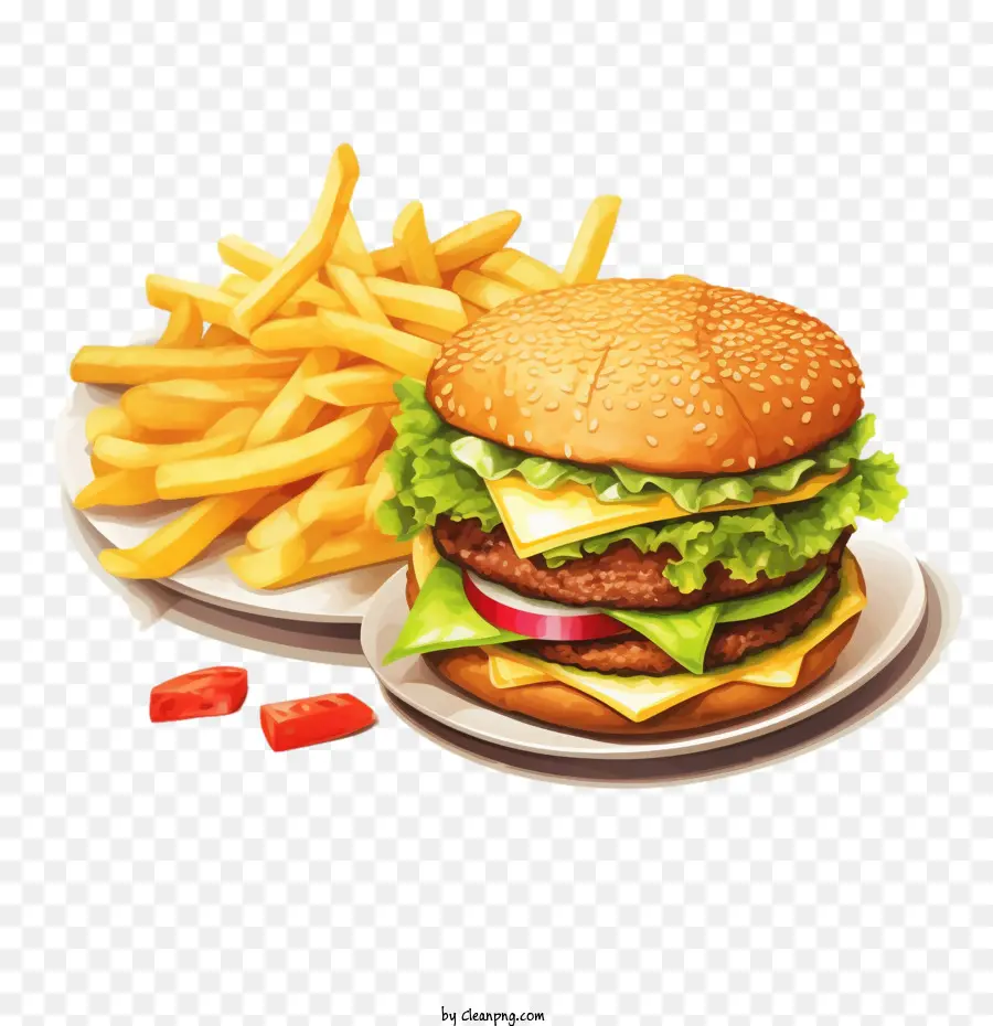 Hamburguesa，Hamburguesa Y Papas Fritas PNG