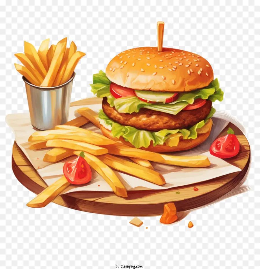 Hamburguesa，Hamburguesa Y Papas Fritas PNG