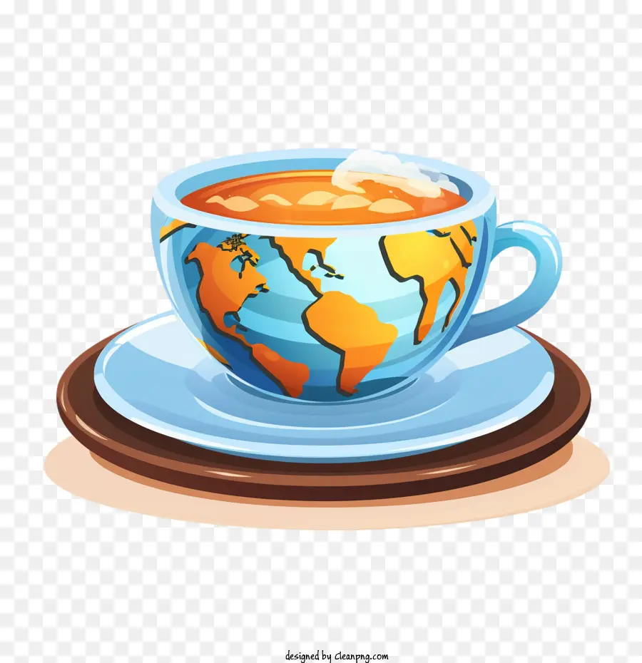 Día Internacional Del Café，Copa Con Mapa Mundial PNG