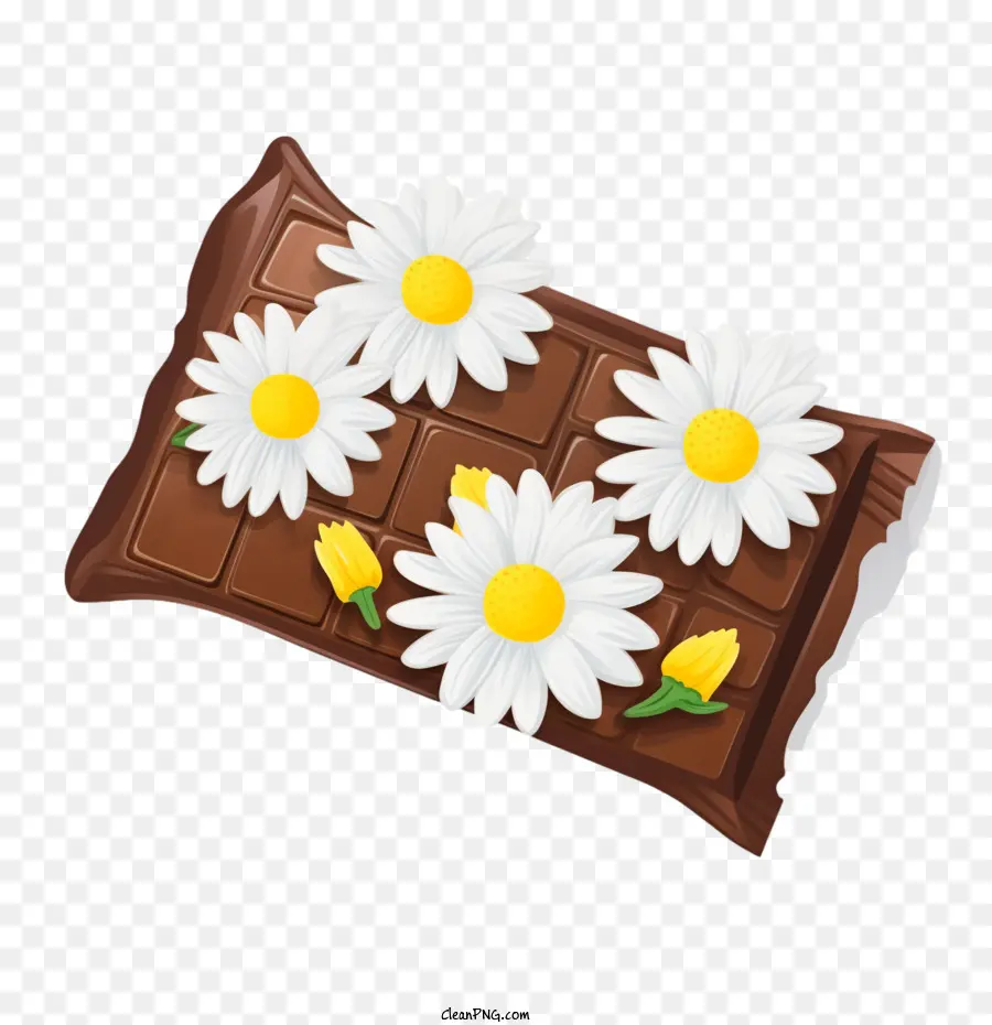 Día Internacional Del Chocolate，Barra De Chocolate Con Flores PNG