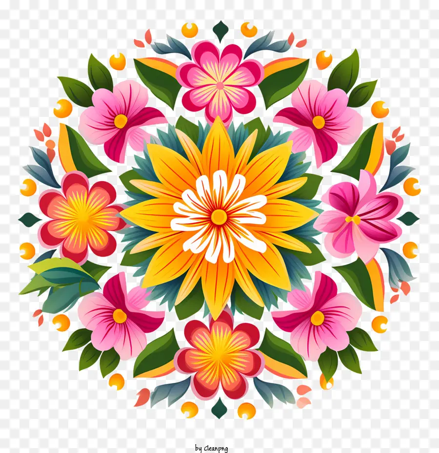 El Nombre Es Floral Rangoli，Arreglo De Flores PNG