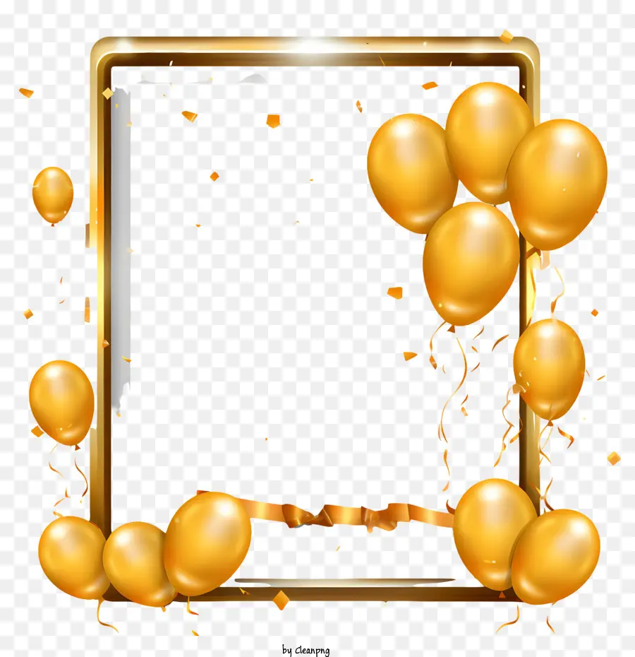 Marco De Cumpleaños，Globos Dorados PNG