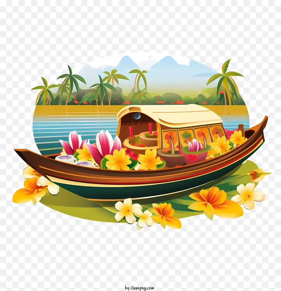 Barco Onam，Casa Flotante PNG