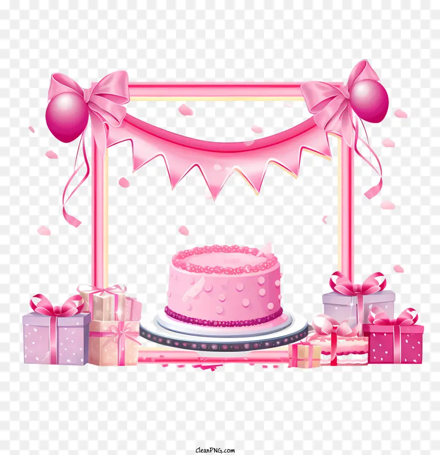 Marco De Cumpleaños，Rosa Pastel PNG