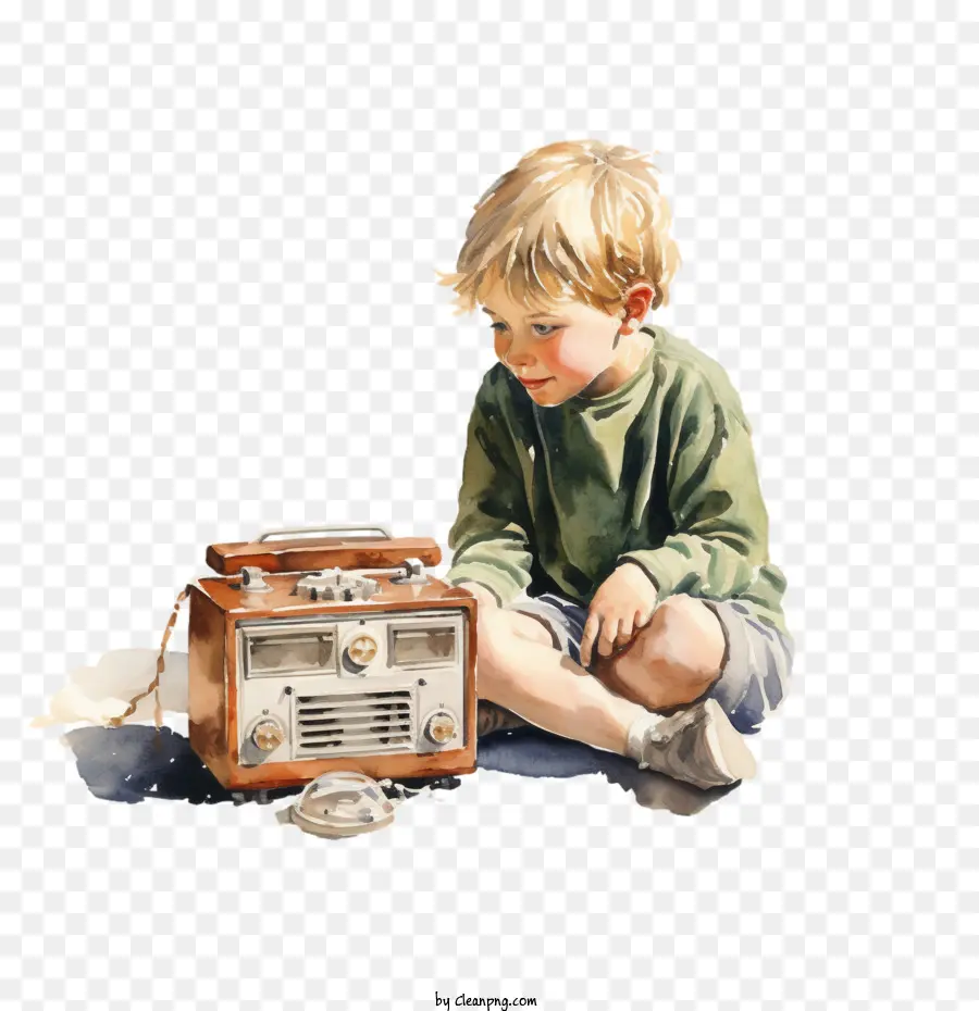 Día Nacional De La Radio，Niño Con Radio PNG