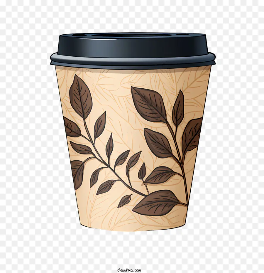 Taza De Café De Papel Marrón，Copa Verde PNG