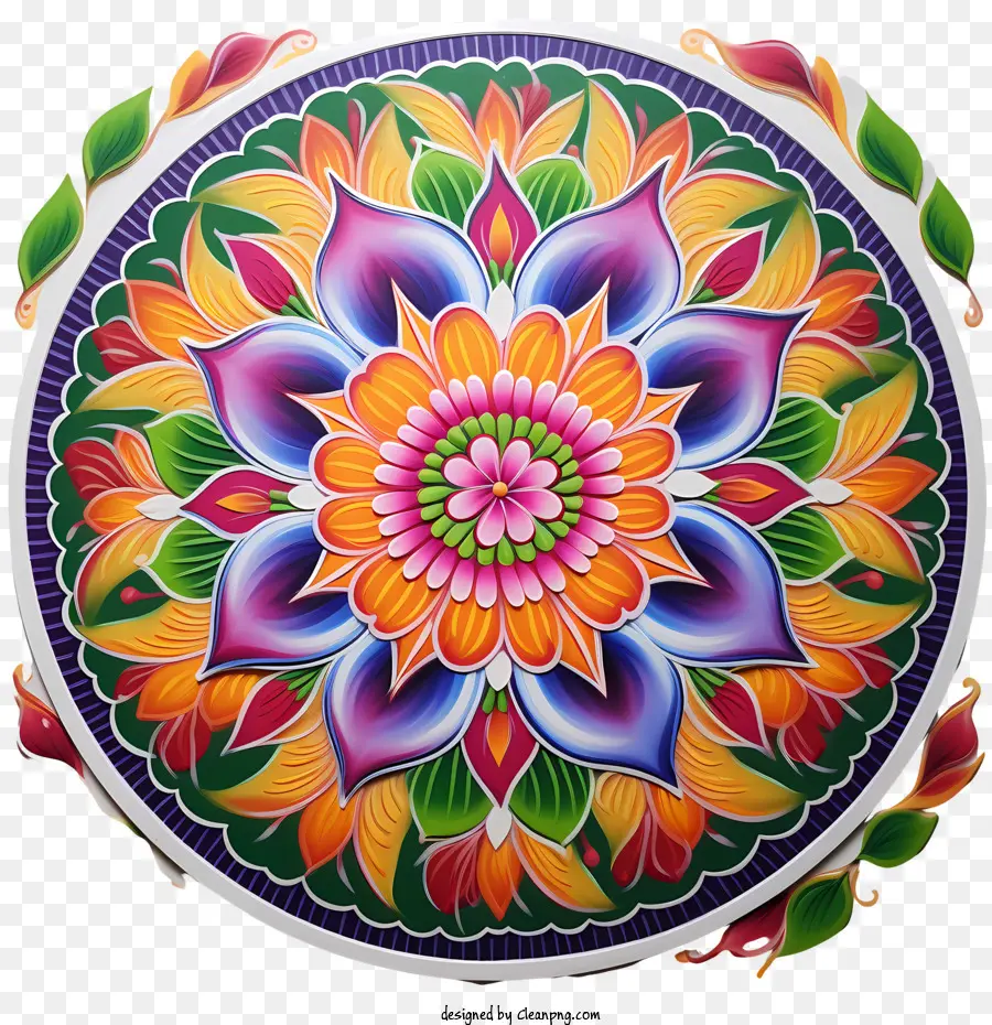 Rangoli Floral De Onam，Mandalas Coloridas PNG