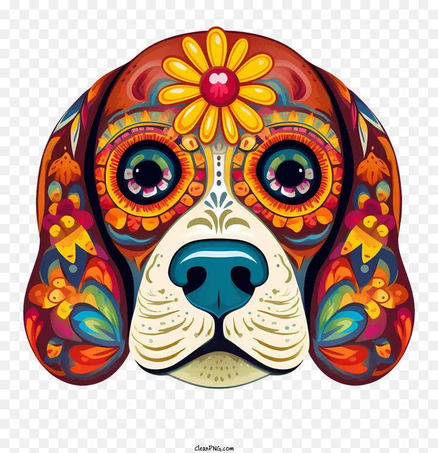 Día De Los Muertos，Perro Colorido PNG