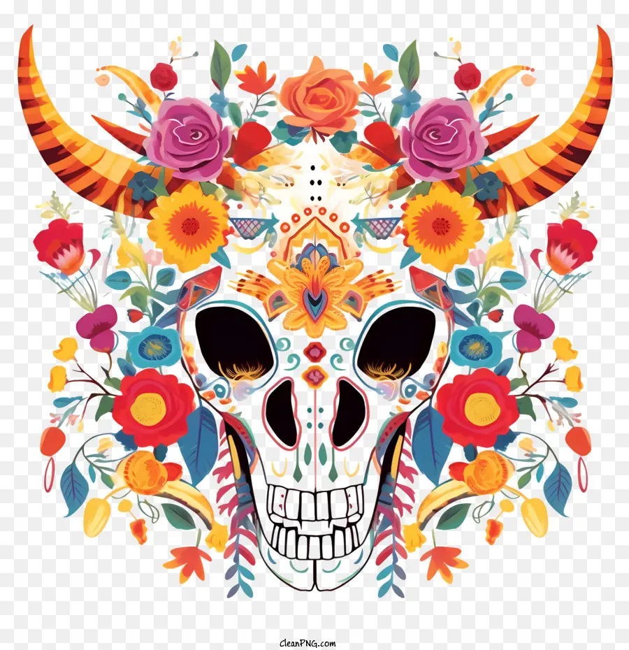 Día De Los Muertos，Calavera Decorada PNG