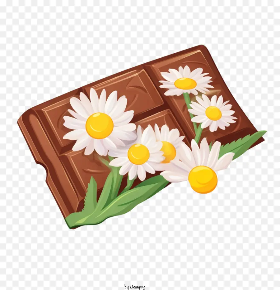 Día Internacional Del Chocolate，Barra De Chocolate Con Flores PNG