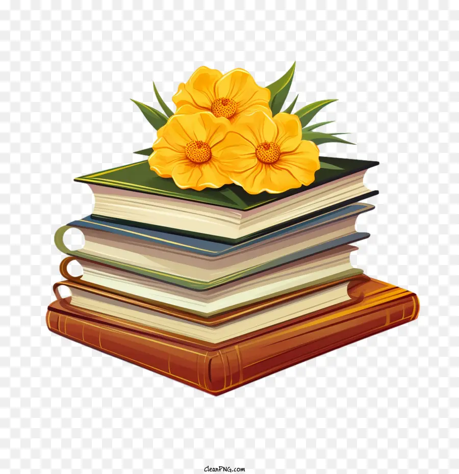 Día Internacional De La Alfabetización，Libros Con Flor PNG