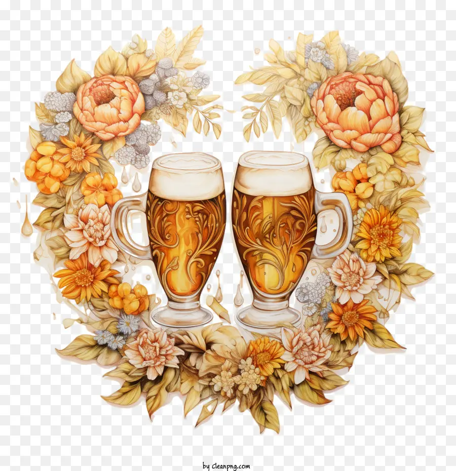 Día De Los Amantes De La Cerveza，Corona De Flores PNG