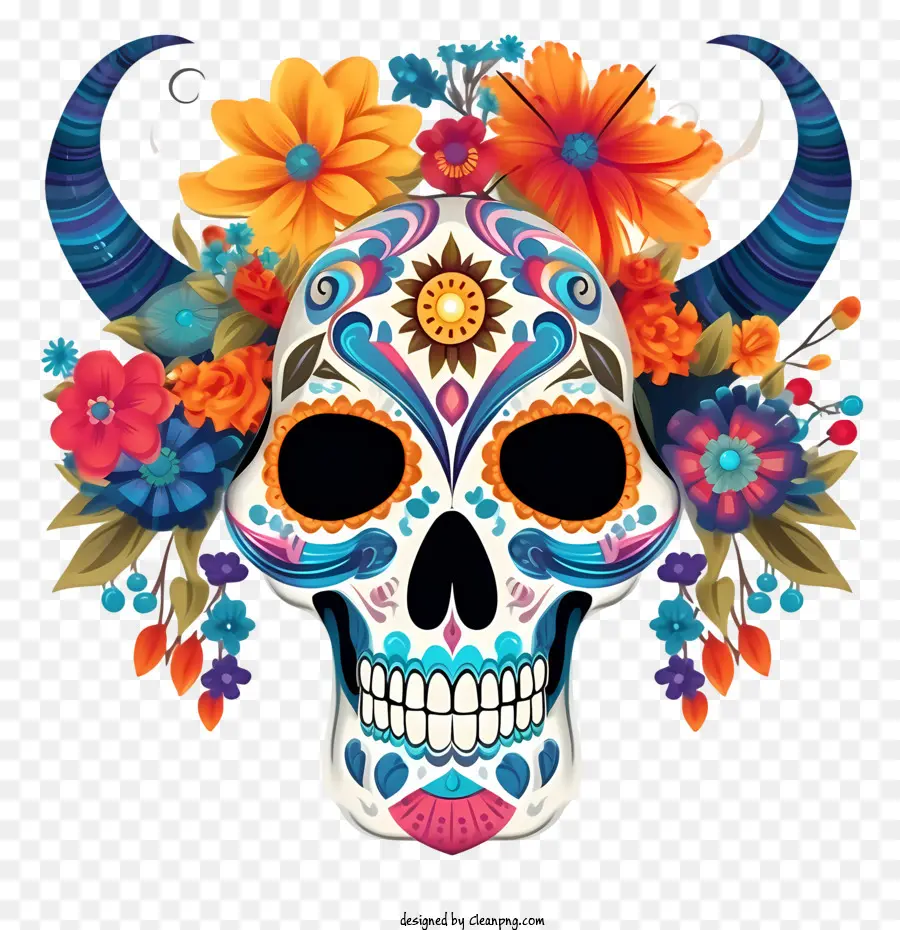 Día De Los Muertos，Calavera Colorida PNG