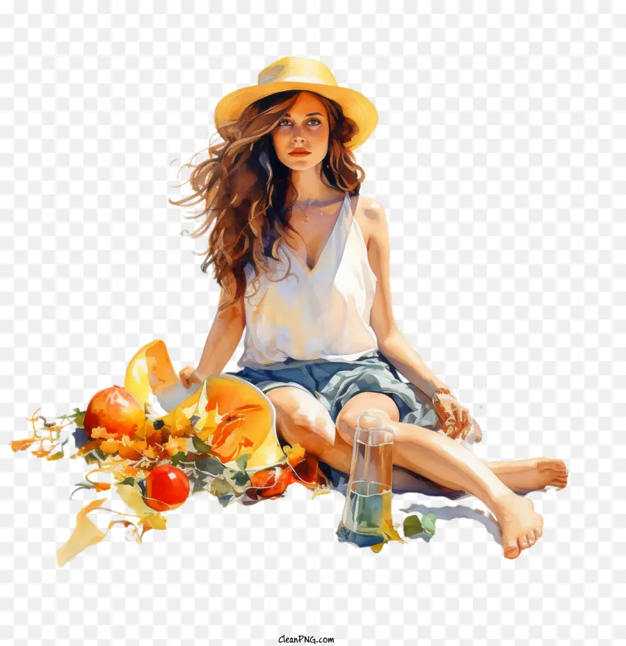 Día Nacional De La Playa，Mujer Con Sombrero PNG