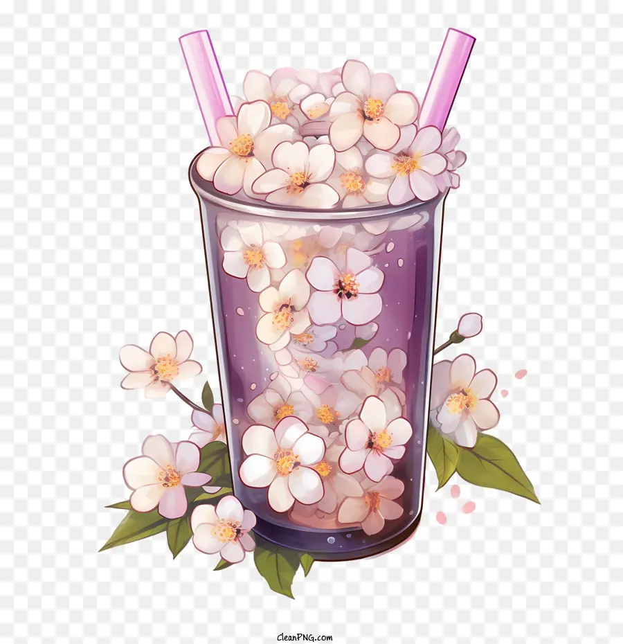 Burbuja Té Con Leche，Morado PNG