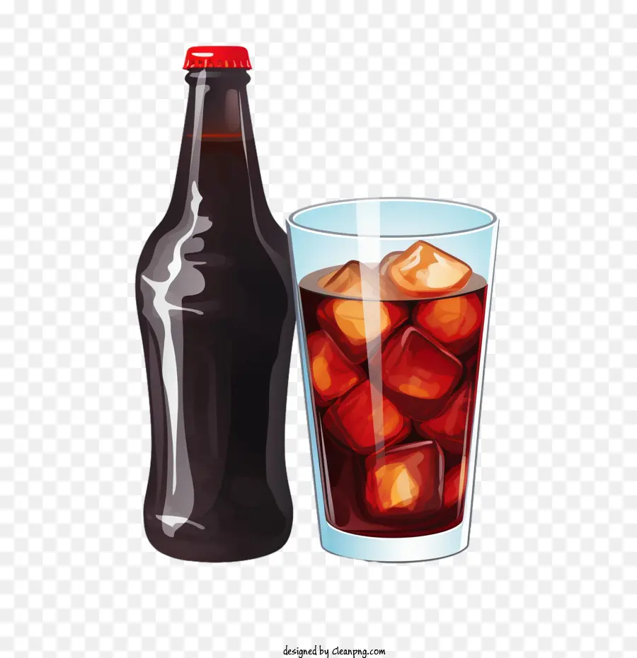 Refresco De Cola，Botella Y Vaso De Refresco PNG